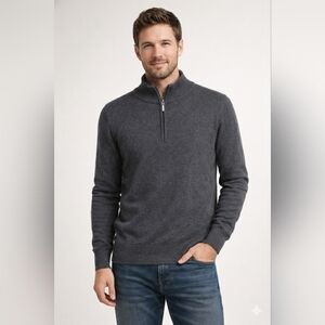 HORST Italy Wool Blend Slim Fit 1/4 Zip Grey Sweater Men's S/M